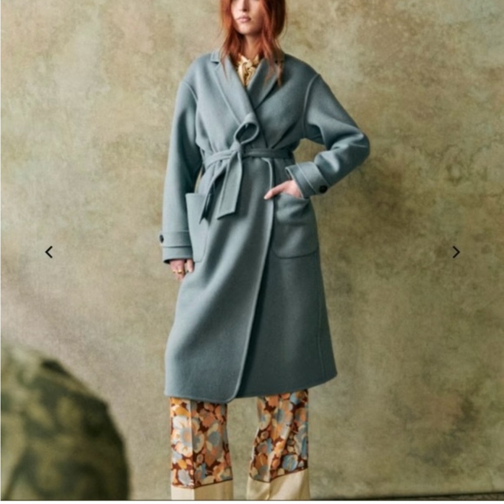 Sezane Mederick Coat in Vintage Blue